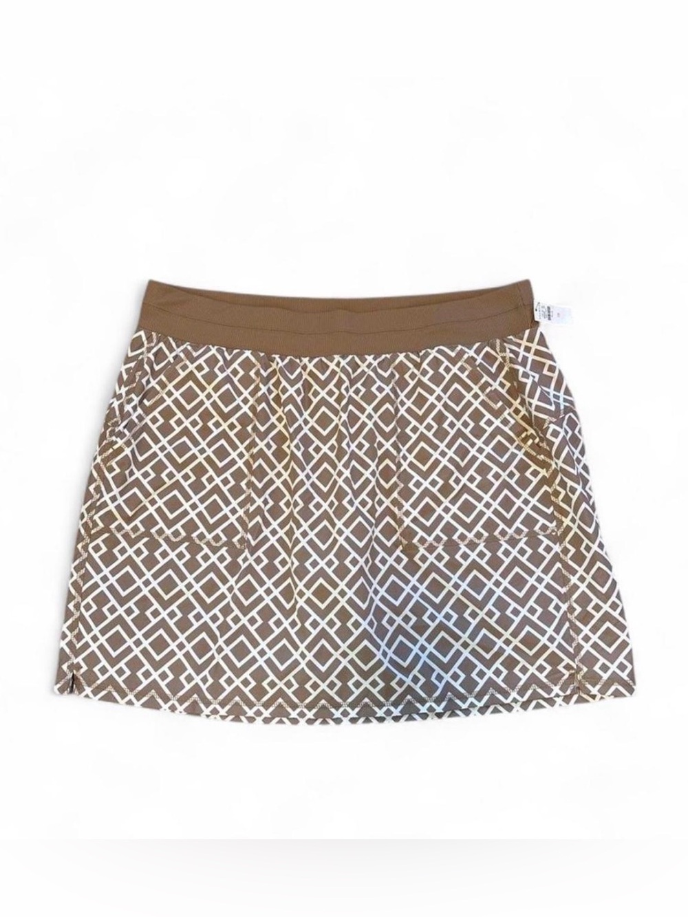 Talbots Brown & White Geometric Mini Tennis Skirt with shorts